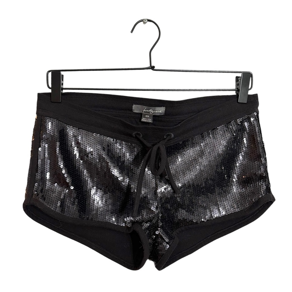 Forever 21 Black Sequin Disco Booty Shorts Size Medium